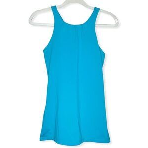 Lucy blue teal Lycra spandex‎ criss cross tank top